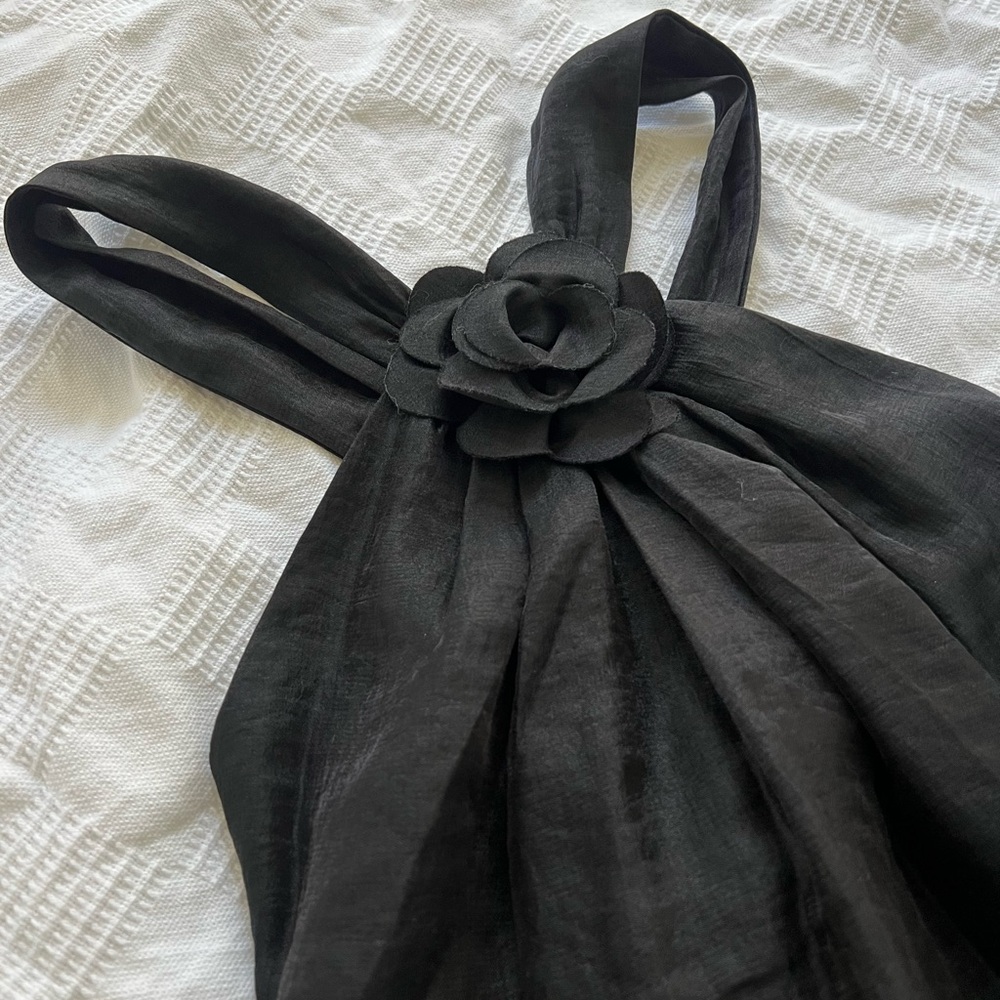 ALEXIA ADMOR Black‎ 3D Floral Cocktail Dress Whimsigoth Fairy Grunge Coquette M